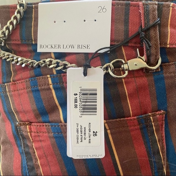 New WeWoreWhat Rocker Stripe Low Rise Skinny Leg Cropped Jeans Size 26 - Picture 2 of 9